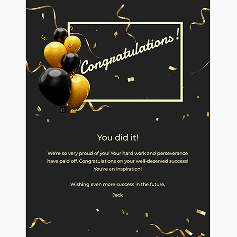 Congratulations Black and Gold Balloons eCard